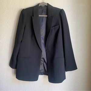 Express Women's Oversized Black Blazer Ruched Shoulders